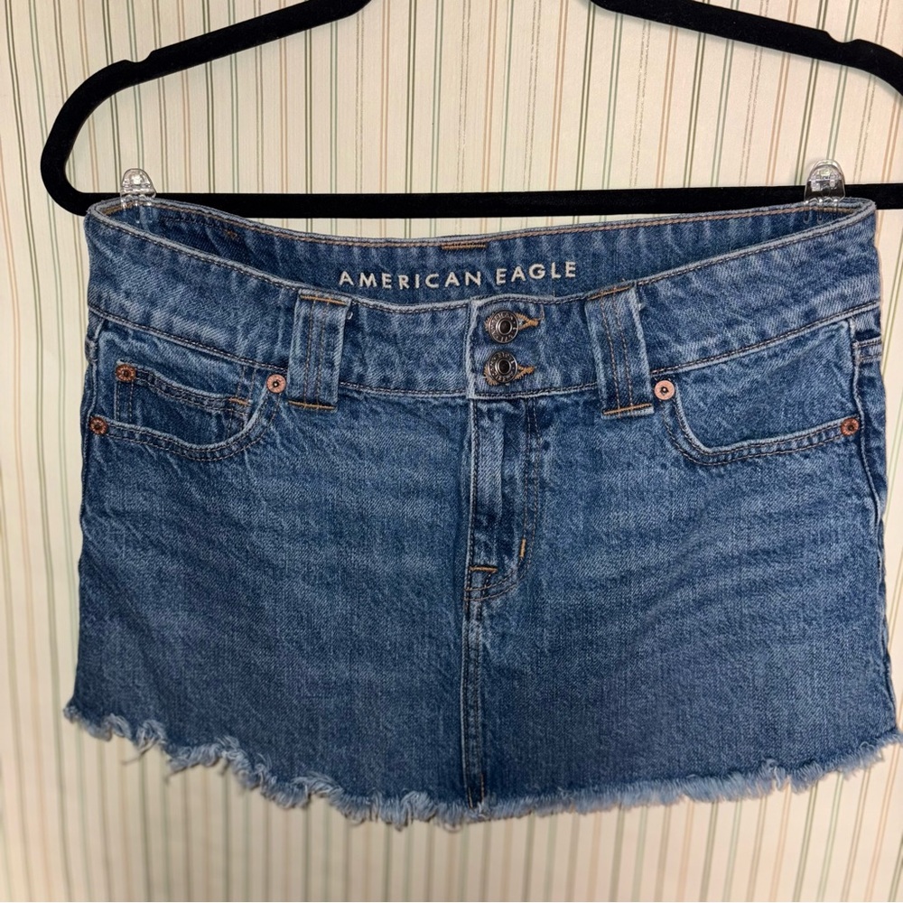 American Eagle Outfitters Blue Denim Low Rise Skirt